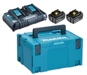 Makita Batteri & dubelladdare 18V 2st 6 Ah BL1860B + laddare DC18RD i MAKPAC