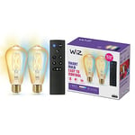 WiZ Kit de Démarrage 2 ampoules connectées Wi-Fi Edison E27 Vintage, Nuances de Blanc, équivalent 50W, 640 lumen + Télécommande, fonctionne avec Alexa, Google Assistant et Apple HomeKit