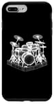 Coque pour iPhone 7 Plus/8 Plus Ensemble de batterie 3D Wireframe - Vintage Drummer Drums Lover