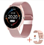 Lige Älykello Naiset Mies Täyskosketusnäyttö Urheilu Fitness Kello Ip67 Vedenpitävä Bluetooth Android Ios Kellot Naisille_Mesh belt pink