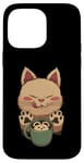 Coque pour iPhone 14 Pro Max Kawaii Kitty Latte Little Mouse Tasse à café Motif chat