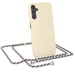 For Samsung Galaxy A14 phone chain silicone phone case to hang around case Beige