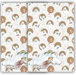 Danilo Promotions LTD Lot de 4 feuilles de papier cadeau de Noël avec motif bonhomme de neige et 4 étiquettes