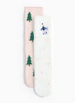 Tu Christmas Tree & Snow Angel Cosy Socks 2 Pack 4-8 Cream female