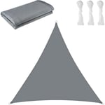 Voile d'ombrage Triangulaire 3 x 3 x 3m Toile Ombrage Une Protection des Rayons uv pour Extérieur,Terrasse,Jardin - Gris