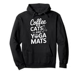 Funny Coffee Cats & Yoga Mats Mindful Spiritual Workout Pullover Hoodie