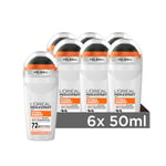 L'Oréal Men Expert 72H Lot de 6 déodorants roll-on pour homme, anti-transpiration, effet rafraîchissant, sans alcool, Hydra Energy Extreme Sport, 6 x 50 ml