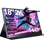 UPERFECT Gaming Monitor 144Hz 18 Inch Portable Monitor 2K 2560x1600 with Freesync/HDR/100% sRGB, Matte Monitor with IPS /16:10 /300Nit Mini HDMI/Type-C, Extend Monitor for PC/Laptop/PS3 4/Phone