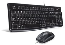 Logitech MK120 Wired Keyboard and Mouse Combo for Windows, QWERTZ German Layout - Black