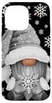 Coque pour iPhone 14 Pro Max Cool Grey Goth Gnome With Cute Snowflake Pattern For Winter