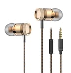 Ecouteurs Metal pour Huawei P Smart+ 2019 avec Micro Kit Main Libre Intra-AURICULAIRE Casque Universel Jack (Or)