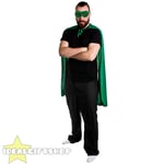 Green Adults Superhero Cape + Mask Fancy Dress Costume Comic Film Hero Halloween