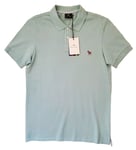 PAUL SMITH Zebra Polo Shirt Mens M Slim Fit Pale Green Organic Cotton