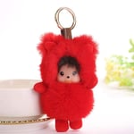 Femme Porte-clés, Rouge En Peluche Poupée Porte-Clés Vêtements D'Hiver Créatifs Bébé Sac Saisir Forme Poupée Porte-Clés Pendentif, Accessoire De Mode Couple Ami Amoureux Fille Festival Fête