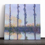 Big Box Art Canvas Print Wall Art Claude Monet Four Trees | Mounted and Stretched Box Frame Picture | Home Decor for Kitchen, Living, Dining Room, Bedroom, Hallway, Muli-Colour, 14x14 Inch