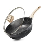 CAROTE Sauteuse 32cm avec Couvercle, Poele Revêtement Antiadhésif Pour Tous Feux Dont Induction, Sans PFOA, Wok Pour La Cuisine Quotidienne