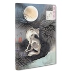 Big Box Art Moon on Musashi Plain by Tsukioka Yoshitoshi Painting Canvas Wall Art Framed Picture Print, 30 x 20 Inch (76 x 50 cm), Grey, White, Black