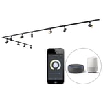 Qazqa - jeana - led Système sur rail spot luminaire plafond, plafonnier compatible pour led - 10 lumière - l 500 cm - Noir - Moderne - éclairage