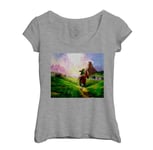 T-Shirt Femme Col Echancré Zelda Plaine Hyrule A Cheval Jeux Video