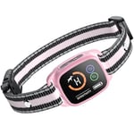 Collier Anti Aboiement Chiens,Modes Son/Vibration/Vibration Forte, Détection Intelligente des Aboiements, Rechargeable, Étanche IP67, pour Petit et Gros Chien (Pink)