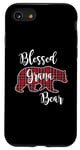 Coque pour iPhone SE (2020) / 7 / 8 Blessed Grana Bear Plaid écossais rouge Cadeau amusant pour grand-mère