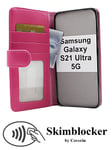 Skimblocker Plånboksfodral Samsung Galaxy S21 Ultra 5G (G998B) (Hotpink)