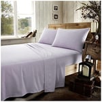 Plain Dyed Double Flat Sheet- Brushed Cotton Bedding Top Bed Sheet- Luxury Hypoallergenic Flannelette Flat Sheets- Lilac