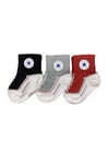 Converse ALL STAR Baby Boys Infant 3 Pack (Grey(mc0172-023)/Black/Red, 12-24 Months) SOCKS, Grey(mc0172-023)/Black/Red, 12 Months EU