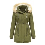 Parka Femme,Chaleureuse Manteau Femme D'automne D'hiver,Doudoune Femme Longue À Capuche Fausse Fourrure Grande Taille