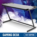 Large 150cm PC Gaming Racing Desk with RGB LED Lights Computer Table Z Shaped