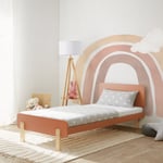 Cadre de lit en bois 90x200 enfant simple rouge sommier à lattes pin Homestyle4u