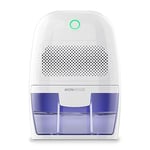 MONHOUSE Dehumidifier 600ml Portable, Compact & Quiet Moisture Absorber - Mini Air Dehumidifier for Home, Bedroom Damp, Car, Office, Garage, Caravan & Basement - Electric Mould Remover - White/Purple