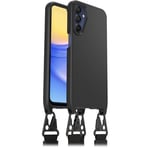 OtterBox React Lanyard Case for Samsung Galaxy A15 / A15 5G, Ultra-Slim, Protective Case with Adjustable and Detachable Lanyard Strap, Tested to Military Standard, Black, Non-Retail Packaging