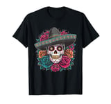 Sugar Skull Sombrero Day of Dead Halloween Dia De Muertos T-Shirt