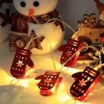 Jul LED-ljusslinga Santa Claus Elk Snowman Xmas Ornament String Light Juldekorationer 2023 nyår Navidad Present Christmas gloves 1.5m