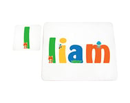 Little Helper LHV-LIAM-COASTERANDPLACEMAT-15IT Dessous de verre et sets de table avec finition brillante, personnalisés pour garçons Nom Liam, multicolore, 21 x 30 x 2 cm