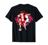 Dabbing Soccer Girl Peru Fans Jersey Floral Football Flower T-Shirt