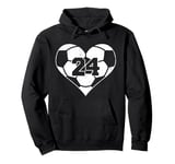 Soccer Number 24 Jersey Funny Soccer Heart Game Day Pullover Hoodie