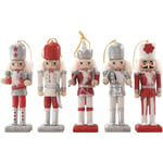 5-pack Christmas Nutcracker Soldiers 13cm trä Nötknäppare Soldiers julgransprydnader