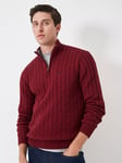 Crew Clothing Oarsman Cable Knit Half Zip Jumper, Chocolate Brown