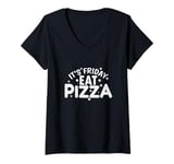 Womens It's Friday Eat Pizza Salami and Cheese V-Neck T-Shirt