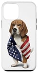 Coque pour iPhone 12 mini Beagle Dog Patriot Wrap dans le drapeau des USA American Spirit