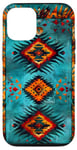 Coque pour iPhone 12/12 Pro Motif géométrique aztèque turquoise du sud-ouest