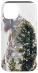 Coque pour iPhone 14 Bigfoot Figurine Sasquatch Yeti Nature Double exposition Art