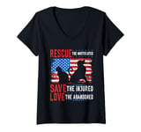 Womens Rescue Save Love, Animal Rescue Dog Cat Lovers V-Neck T-Shirt