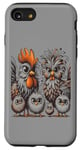 Coque pour iPhone SE (2020) / 7 / 8 Art de poulet amusant coloré d'Eagerlys, Crazy Chicken Family