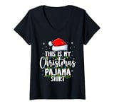 Womens THIS IS MY CHRISTMAS PAJAMA Family Xmas Santa Pajamas V-Neck T-Shirt