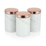 NEW Tower Marble & Rose Gold Tea Coffee Sugar Canisters with Marble Effect