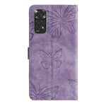 Xiaomi Redmi Note 11 kohokuvioitu butterfly-kotelo, jossa on lompakko ja jalustan kansi