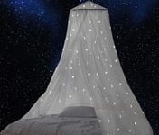 Luminous Stars Moon Mosquito Net Bed Canopy for Kids, Easy Install, King Size